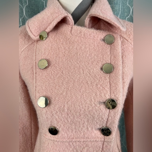 Guess Pink Double Breasted Bouclé Cutaway Coat - Size PXS - Picture 5 of 16